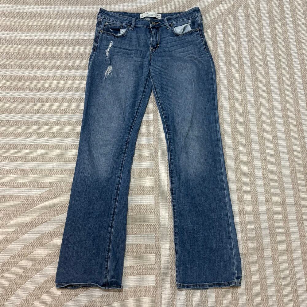 Abercrombie & Fitch Women's Blue Distressed Bootcut Jeans 6R W28 L33 Western